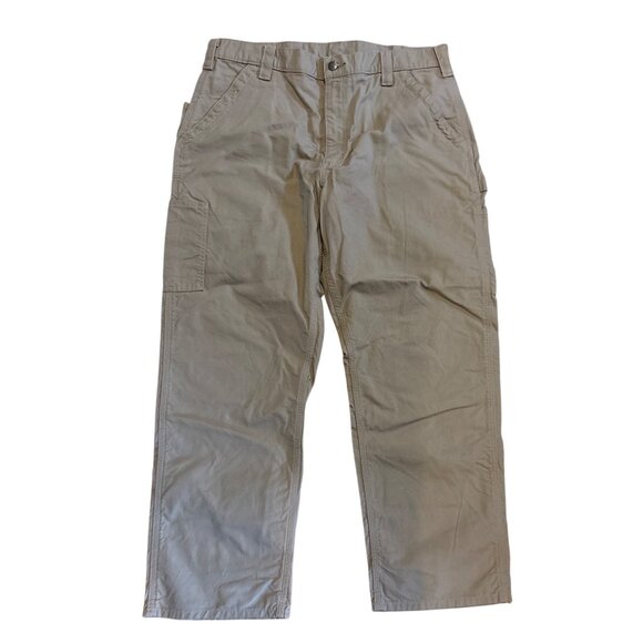 Carhartt Pants Mens 38x30 Tan Cotton Work Pants With Utility Pockets - Picture 1 of 9